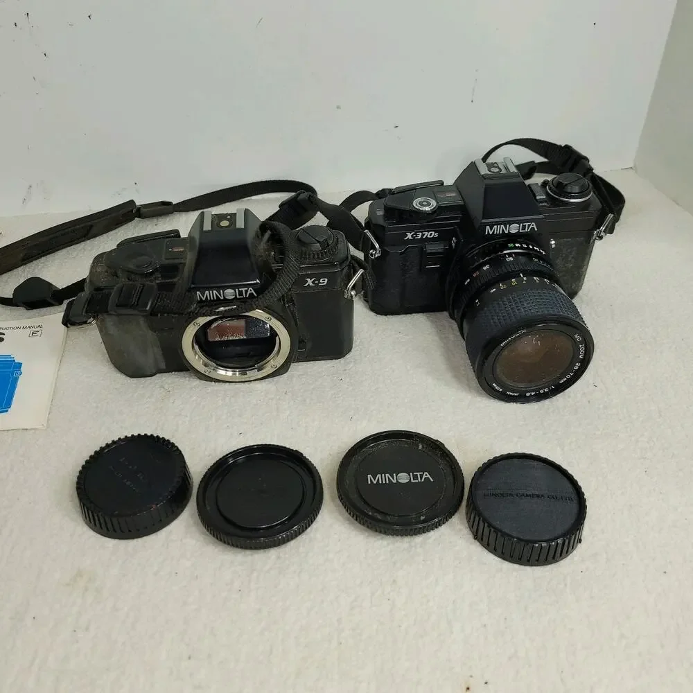 Vtg Minolta Camera Lot 28 - 70 mm 1:35 - 48 Japan 55mm X-370s Photography X-9